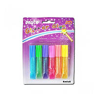 Клей-фарба з блискитками Pasco 6 перламутрових кольорів по 6мл №F-003-1