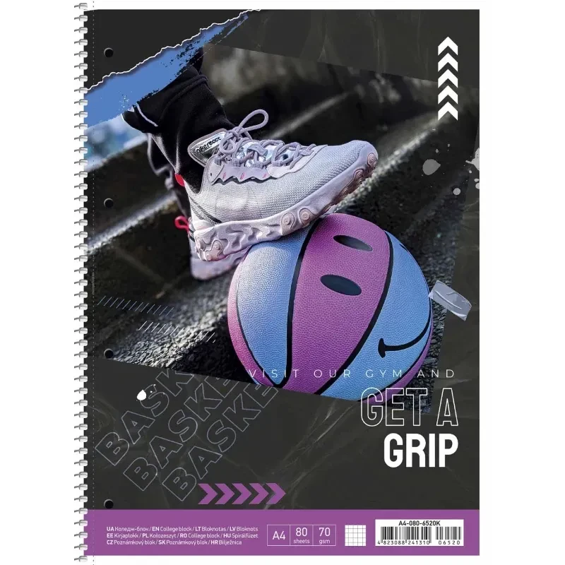 Блокнот на спіралі перфорований А4 Ш. 80листів = №6520 (53130) (картонна обкладинка) з твердою підкл, фото 1