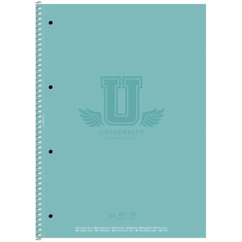 Блокнот на спіралі перфорований А4 Ш. 80листів # №6526 (51668) (картонна обкладинка) з твердою підкл, фото 1