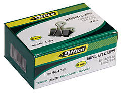 Біндер металевий 25мм чорний 4Office №4-328