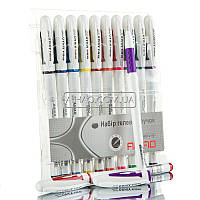 Набір ручок гелевих AH №801 10 кольорів (5 класичних та 5 неонових) у пластиковому чохлі