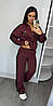 Прогулянковий жіночий костюм з широкими штанами палаццо бургунді (трикотаж масло Туреччина), фото 9