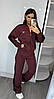 Прогулянковий жіночий костюм з широкими штанами палаццо бургунді (трикотаж масло Туреччина), фото 6