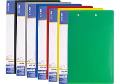 Папка з 2 затискачами А4 Ec №31203 з кишенею асорті кольорів