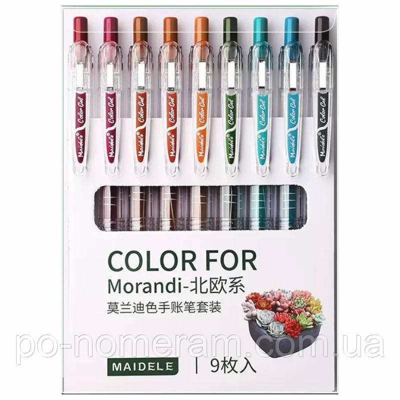 Набір гелевих ручок Morandi /9009D/ Northern Europe 9кол., PVC BOX (1/72), фото 1
