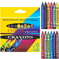 Олівці воскові кольорові Crayons 12 штук №2688A