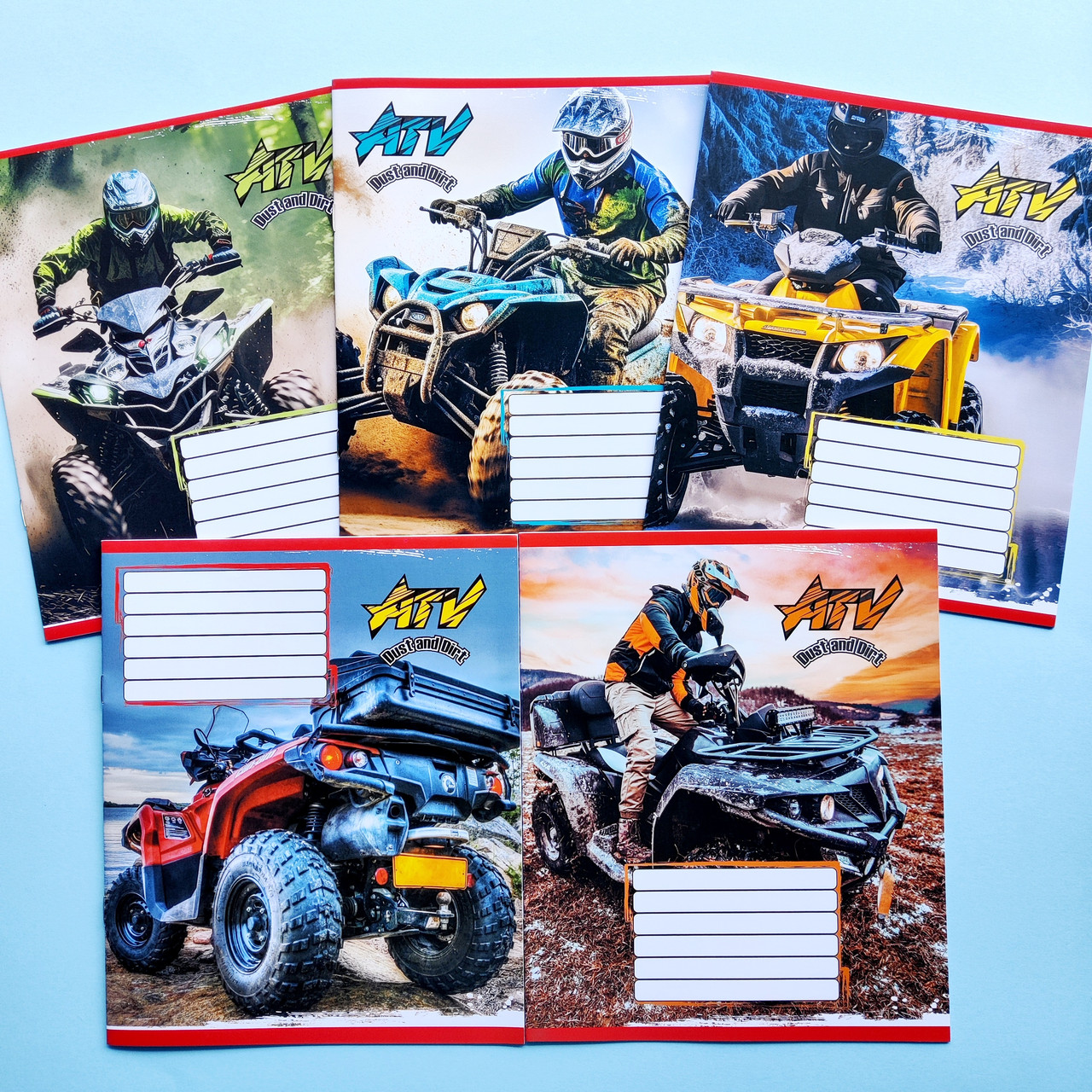 Зошит шкільний в косу лінію 12 аркушів Лідер, Квадроцикли, фото 1