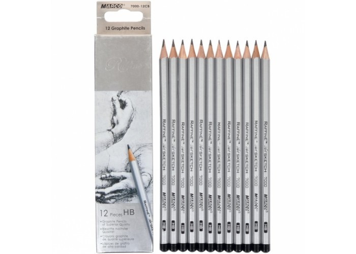 Олівець простий чорнографітний Marco №7000 HB, фото 1