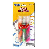 Клей-фарба з блискитками Pasco 3 кольора зі сріблом по 10.5мл №GG-014