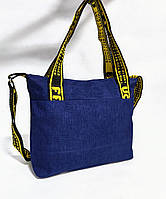 Стильна жіноча сумка через плече 33*25*7см синя (5-0381)