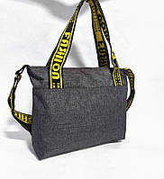 Стильна жіноча сумка через плече 33*25*7см сіра (5-0382)