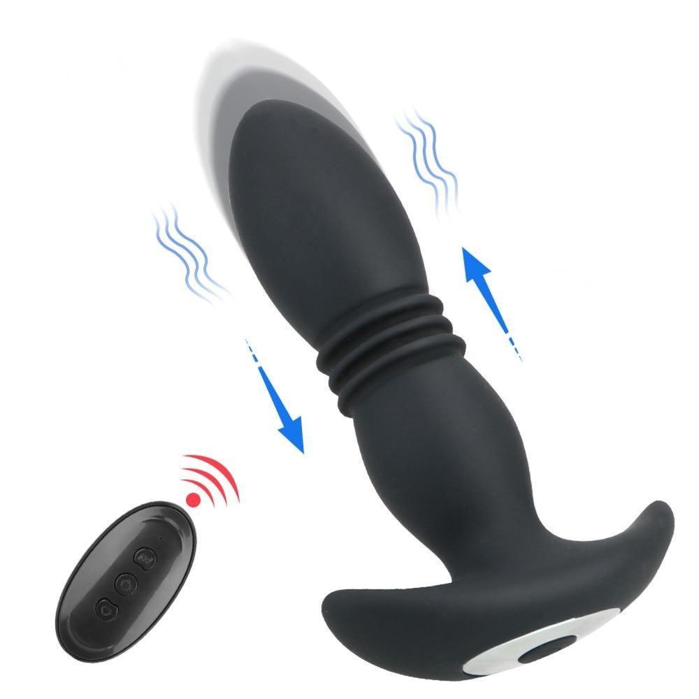 Анальна пробка Love Toy масажер простати з пультом, 7 режимів вібрації та поштовхів