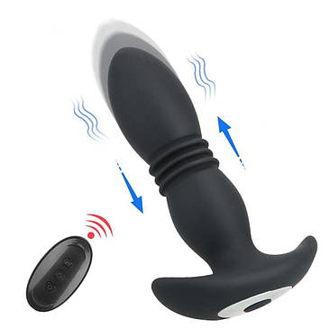 Анальна пробка Love Toy масажер простати з пультом, 7 режимів вібрації та поштовхів, фото 1