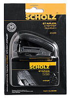 Степлер №24 Scholz №4036 (пробиває 16листів) синій зі скобами на блістері