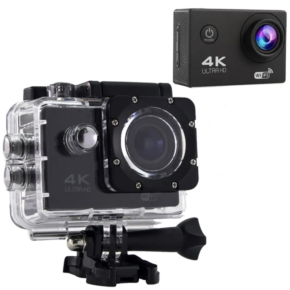 Водонепроникна екшн-камера WIFI 4K 16MP DVR Sport S2, спортивна модель із кріпленням та екраном, фото 1