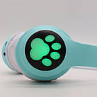 Бездротові Bluetooth-навушники Котячі вушка VZV-23M Блакитні дитячі з підсвіткою й мікрофоном, фото 4