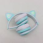 Бездротові Bluetooth-навушники Котячі вушка VZV-23M Блакитні дитячі з підсвіткою й мікрофоном, фото 5