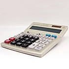 Настільний калькулятор на батарейках AX 9800V Сірий, офісна модель із великим екраном для зручних розрахунків, фото 6