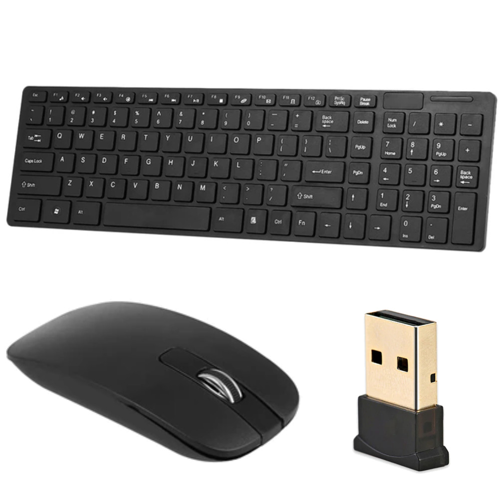 Комплект бездротова клавіатура + мишка K-06 з USB адаптером, ергономічний набір для роботи та навчання, фото 1