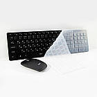 Комплект бездротова клавіатура + мишка K-06 з USB адаптером, ергономічний набір для роботи та навчання, фото 2