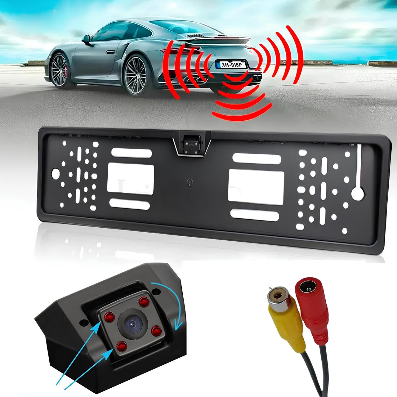 Камера заднього огляду в рамці 4LED, автоаксесуар із підсвіткою і захистом від вологи для паркування, фото 1