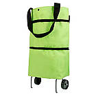 Складана господарська сумка-трансформер на колесах 2в1 46х27х12 см Зелений візок для покупок і речей, фото 3