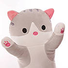 М'яка іграшка-подушка Кіт Батон 90 см EL-2117-7 сірий, довгий кіт обіймашка для дітей і дорослих, фото 4