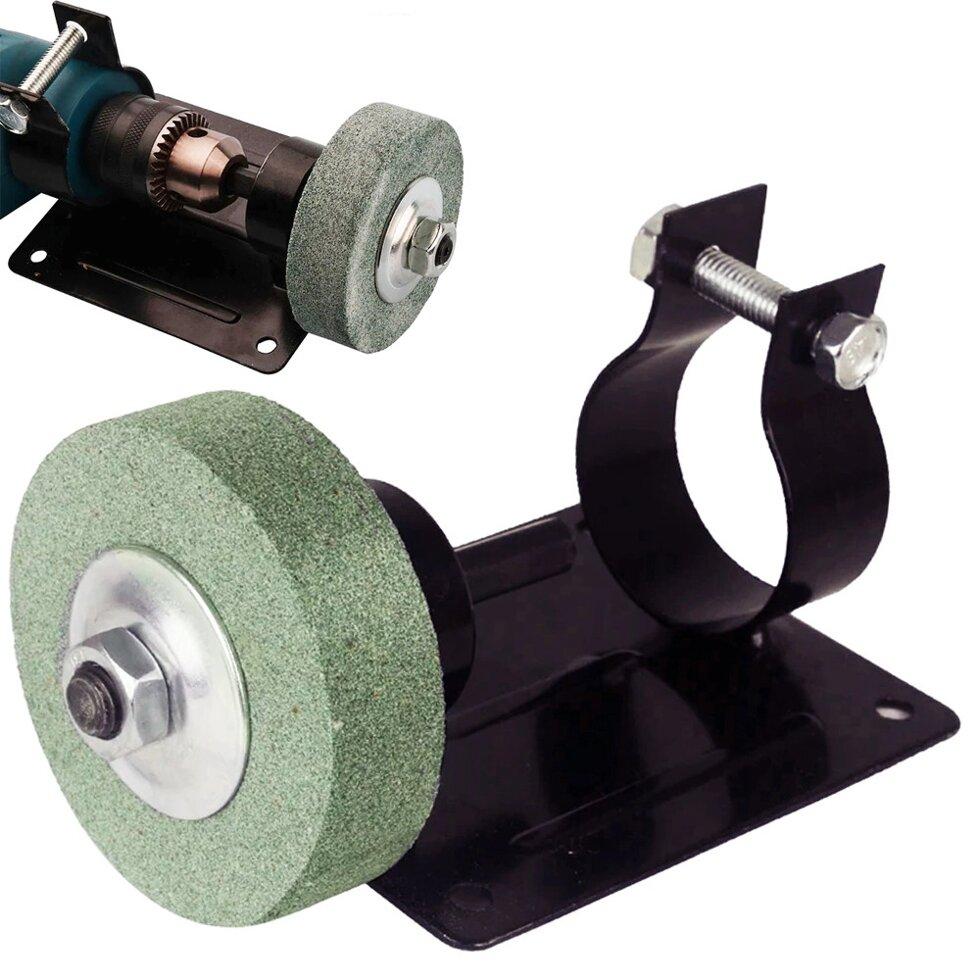 Настільна насадка на дриль із точильним каменем, компактне пристосування для заточування інструменту, фото 1