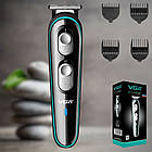 Машинка для стриження волосся VGR V-055 з насадками, бездротова модель із регулюванням довжини зрізу, фото 2