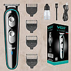 Машинка для стриження волосся VGR V-055 з насадками, бездротова модель із регулюванням довжини зрізу, фото 4