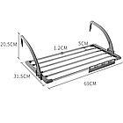 Сушарка для одягу на батарею 69х31.5х20.5 см модель 3270B навісна решітка для сушіння білизни вдома, фото 8