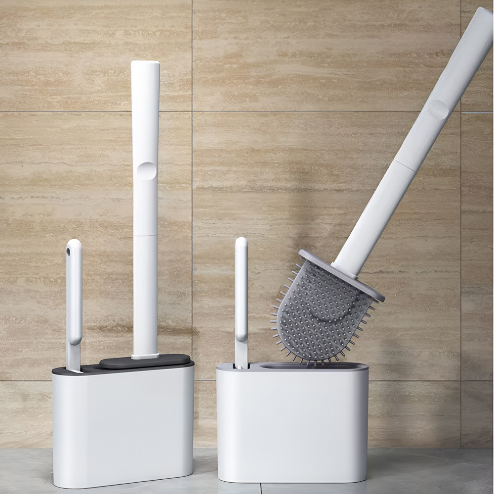 Силіконовий йоржик для унітаза 2в1 з тримачем і щіткою настінний комплект для туалету 36х13х4 см, фото 1