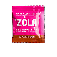 Професійна фарба для брів Zola 02 Warm Brown з колагеном у саше 5 мл + окислювач