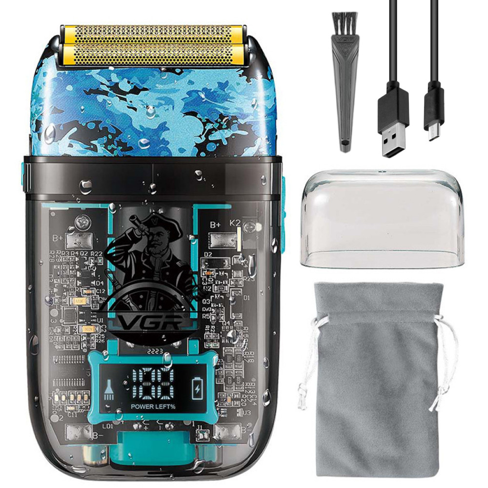 Чоловіча USB-бритва VGR V-352, електробритва з подвійними лезами та вбудованим акумулятором, фото 1