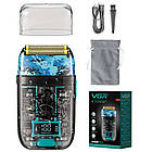 Чоловіча USB-бритва VGR V-352, електробритва з подвійними лезами та вбудованим акумулятором, фото 10