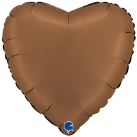 Фольгована кулька "Серце" шоколадна сатин Grabo 18"(45см) 1шт.