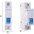 Автоматичний вимикач постійного струму 80 А 12-125 V 1P CHCYZO DZ47-63DC-B80 модульний захисний автомат, фото 7