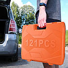 Набір інструментів для авто 121 предмет універсальний комплект у кейсі з тріскачкою та головками, фото 3