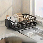 Органайзер-сушарка для посуду 2-рівневий 102-30 металева настільна з піддоном і тримачами, фото 3