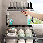 Органайзер-сушарка для посуду 2-рівневий 102-30 металева настільна з піддоном і тримачами, фото 5