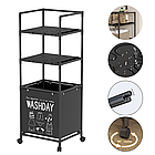 Кошик для білизни з полицями 131х42х32 см, двоярусний стелаж для ванної кімнати з шухлядами, фото 4