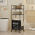 Кошик для білизни з полицями 131х42х32 см, двоярусний стелаж для ванної кімнати з шухлядами, фото 8