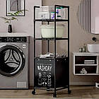 Кошик для білизни з полицями 131х42х32 см, двоярусний стелаж для ванної кімнати з шухлядами, фото 9