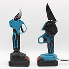 Акумуляторна ланцюгова пилка + секатор 21V з двома акумуляторами для обрізання гілок і садових робіт, фото 3