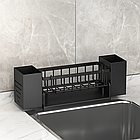 Органайзер-сушарка для посуду LY-951 30х15х10 см чорний, компактна модель із піддоном для раковини, фото 4