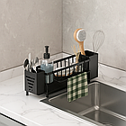 Органайзер-сушарка для посуду LY-951 30х15х10 см чорний, компактна модель із піддоном для раковини, фото 7