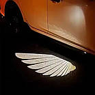 Проєкційна підсвітка для дверей автомобіля "Крилька Ангела", живлення від 3хААА, світловий логотип під час відкриття, фото 5