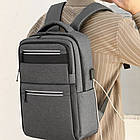 Рюкзак для ноутбука 16" BAG BG-40 сірий, 42x28x16 см, з USB-портом і відділенням для аксесуарів, фото 6
