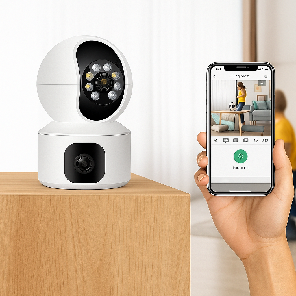 Камера WiFi відеоспостереження 4 МП для дому з нічним зніманням бездротова система безпеки, фото 1