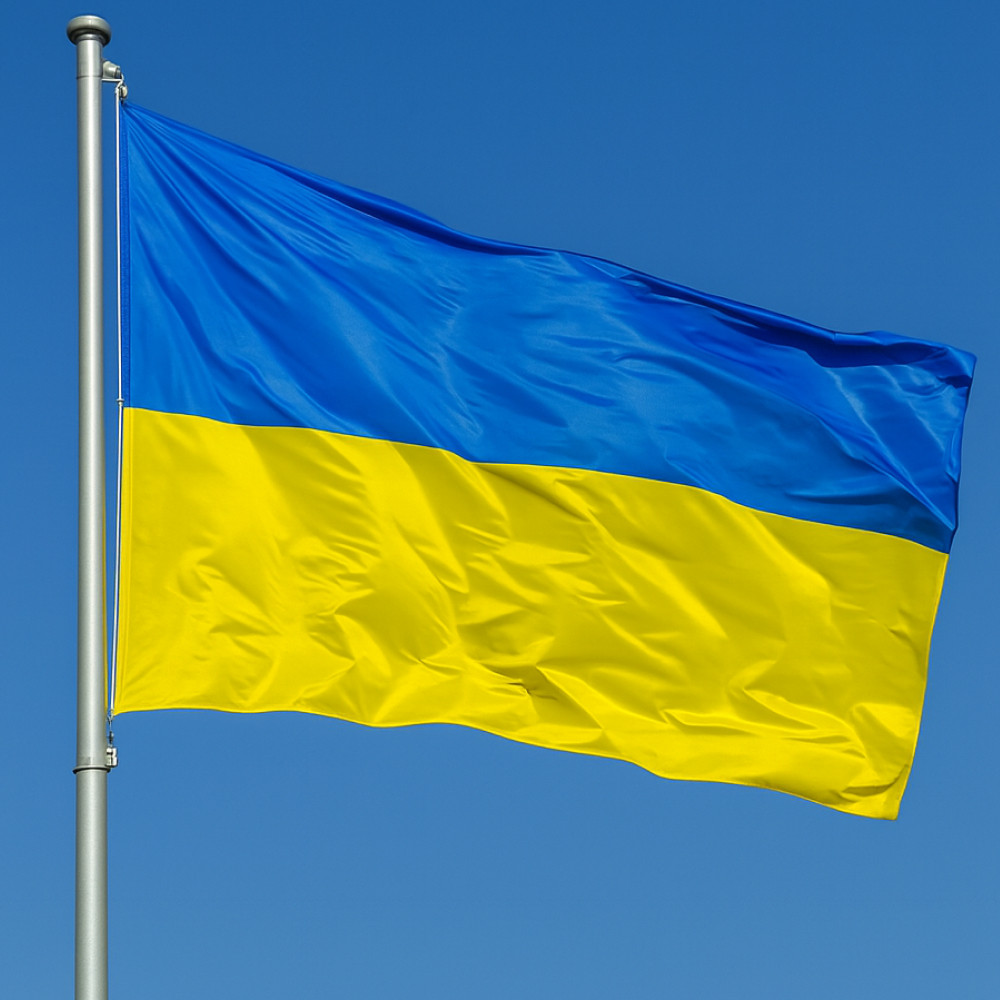 Прапор України з габардину 135х90 см зшитий, міцне полотнище жовто-синього кольору для вулиці та дому, фото 1